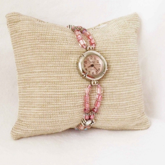 Hand Crafted Accessories - Ladies Pink Handmade Beaded Watch...One of a Kind